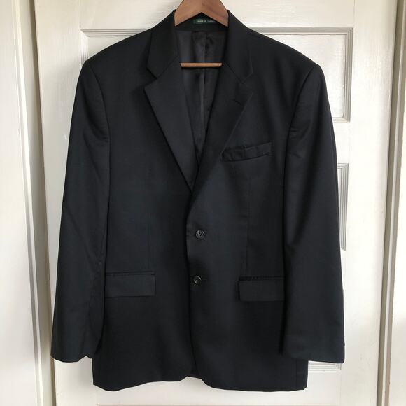 VTG 90s Ralph Lauren Green Label Wool Cashmere Suit 42R Classic Fit Black Canada - Picture 3 of 14